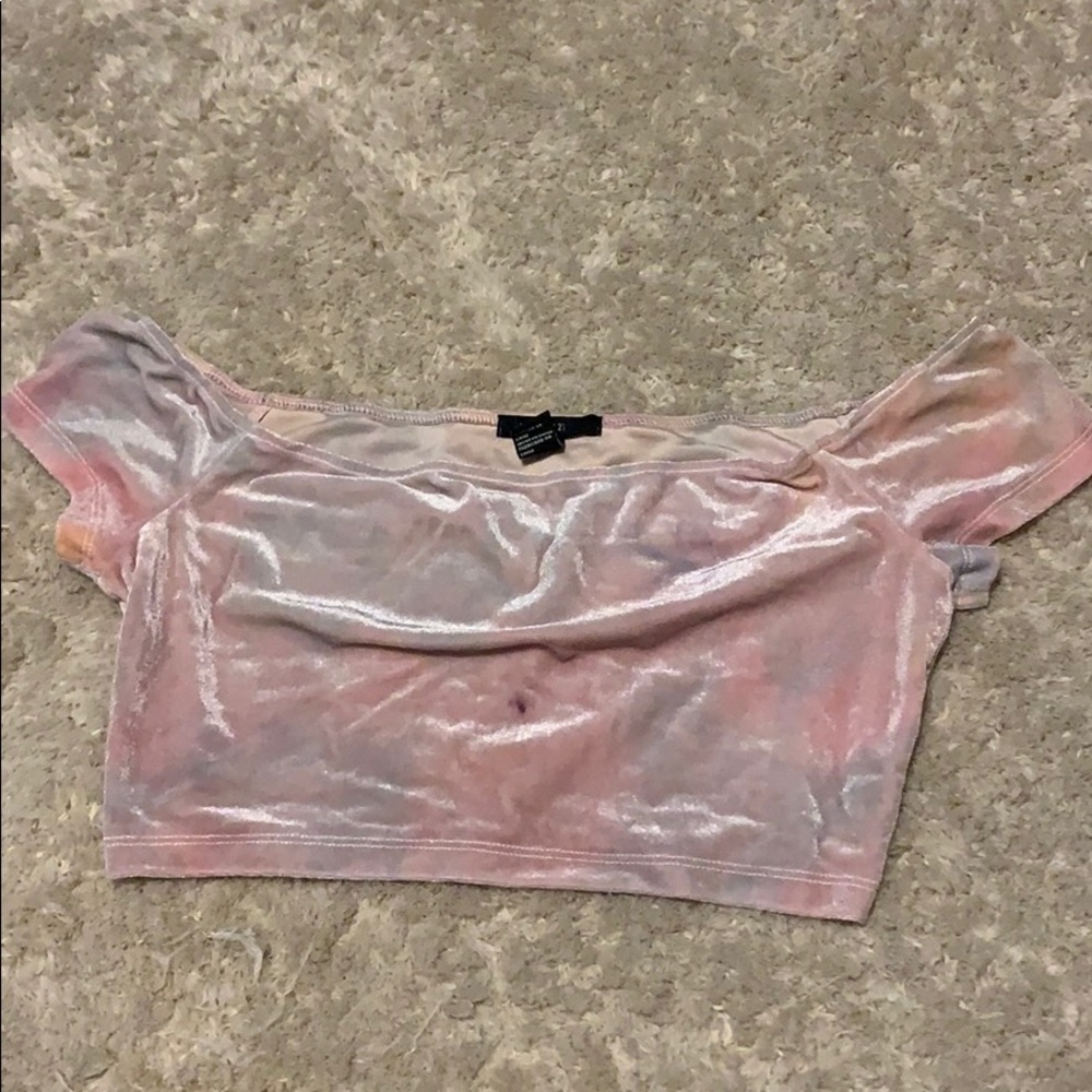 Off shoulder pastel tie dye crop top